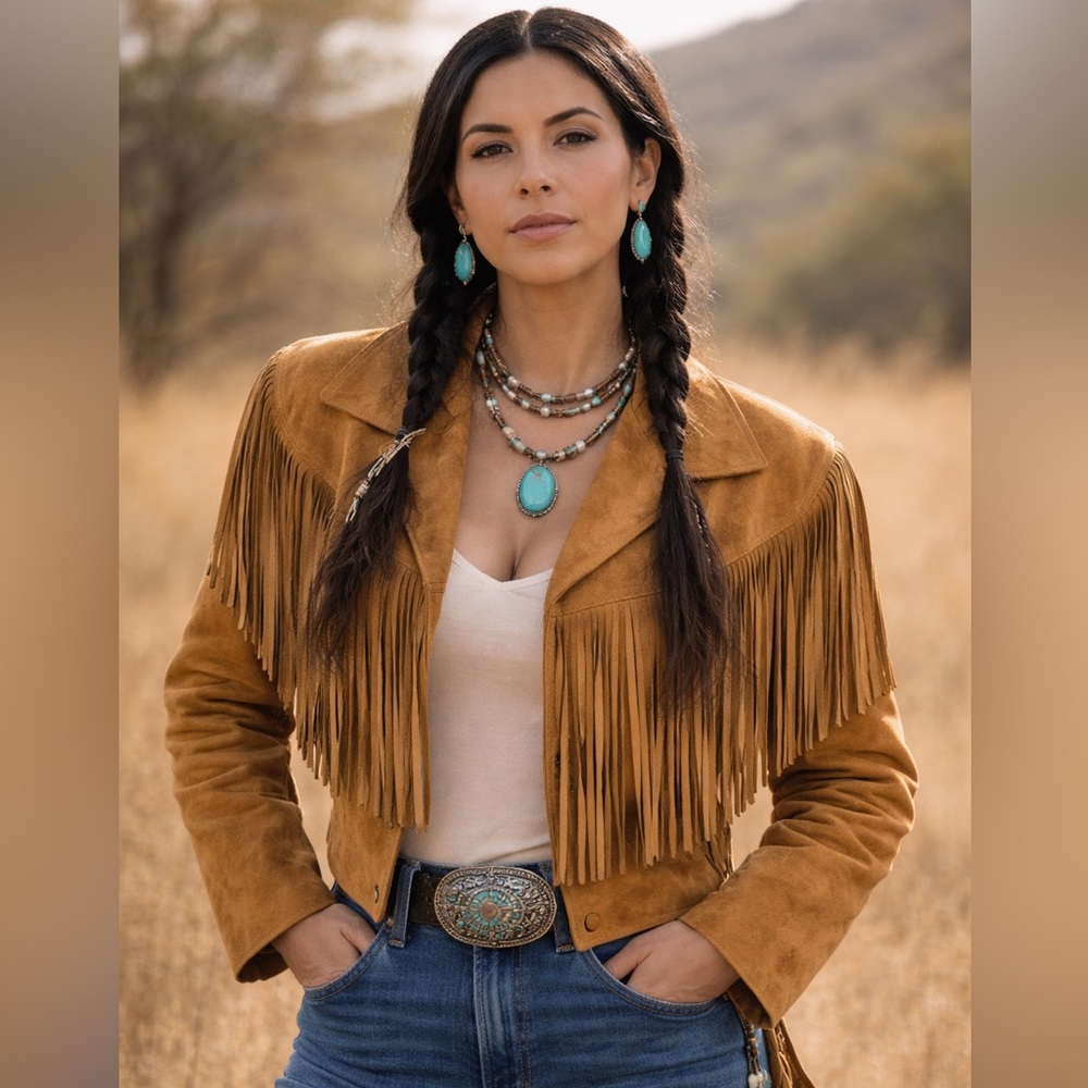 Vintage El Venado leather fringe jacket